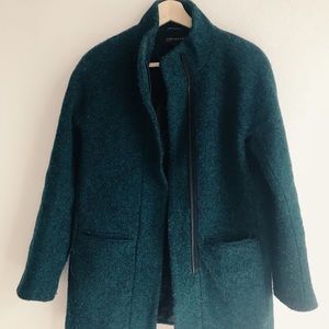 Teal/ Green thick tweed coat